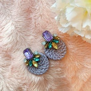 Korean fashion rattan knit wooden earrings